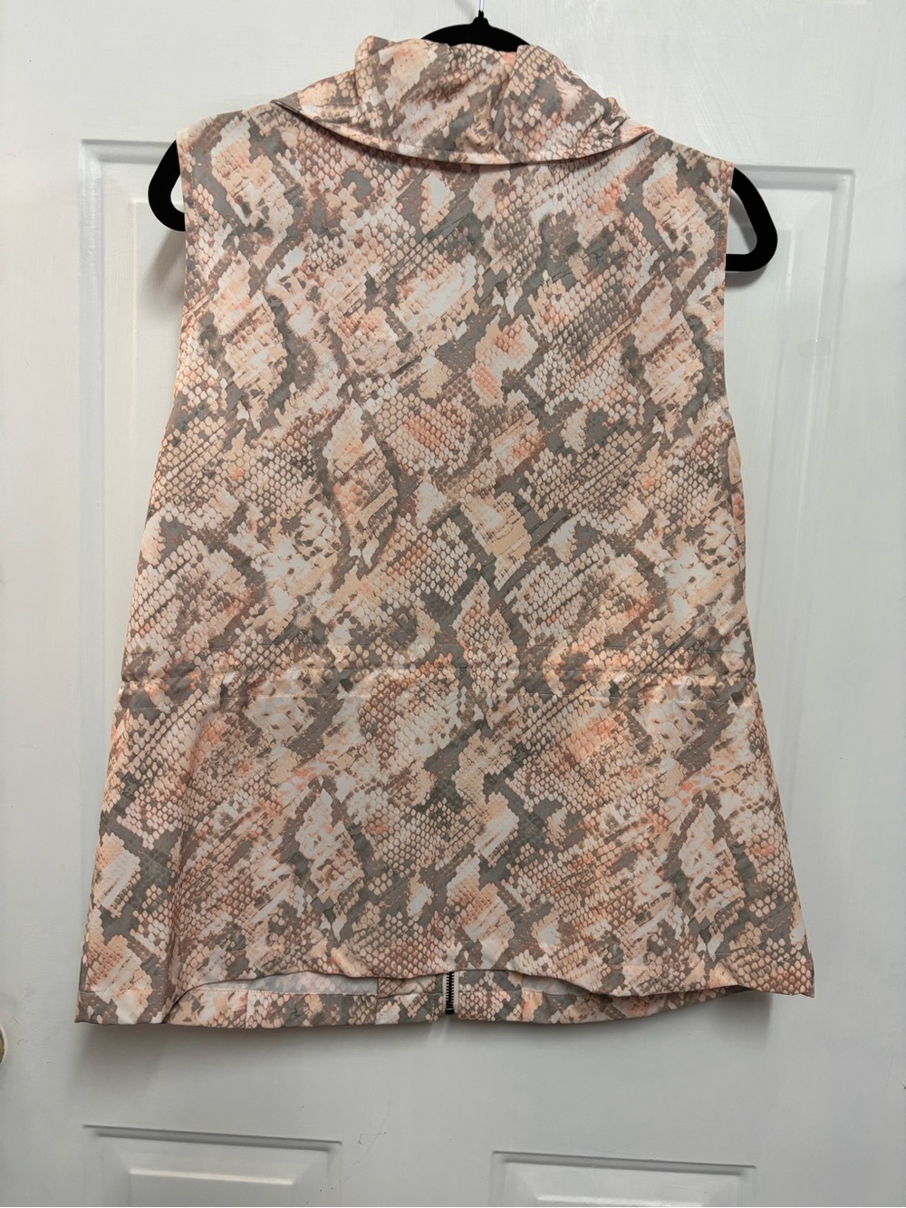 Chico's Peach and Gray Snake-Print Hooded Zip Vest - Picture 3 of 9